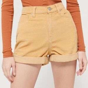 27 waist mustard yellow corduroy BDG mom jean shorts